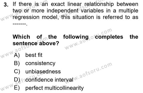 Econometrics 1 Dersi 2023 - 2024 Yılı Yaz Okulu Sınavı 3. Soru