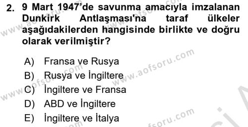 Avrupa Birliği Dersi 2021 - 2022 Yılı (Vize) Ara Sınavı 2. Soru