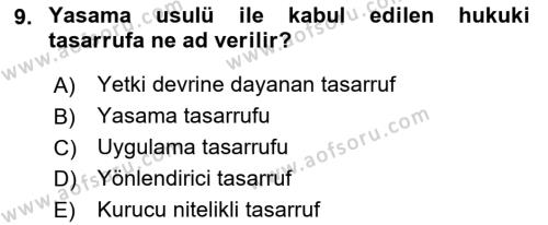 Avrupa Birliği Dersi 2021 - 2022 Yılı Yaz Okulu Sınavı 9. Soru