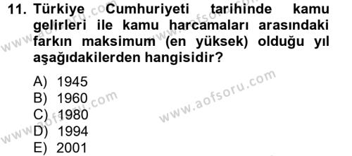 Türkiye Ekonomisi Dersi 2012 - 2013 Yılı (Vize) Ara Sınavı 11. Soru