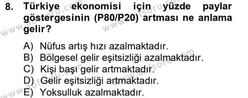 Türkiye Ekonomisi Dersi 2012 - 2013 Yılı (Vize) Ara Sınavı 8. Soru