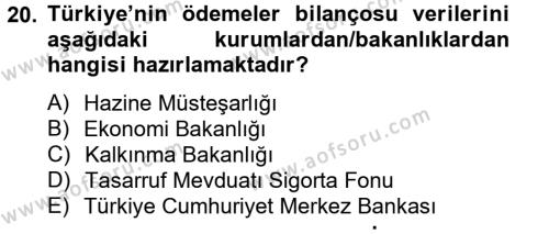 Türkiye Ekonomisi Dersi 2012 - 2013 Yılı (Final) Dönem Sonu Sınavı 20. Soru