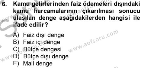 Türkiye Ekonomisi Dersi 2012 - 2013 Yılı (Final) Dönem Sonu Sınavı 6. Soru