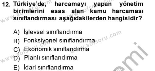 Türkiye Ekonomisi Dersi 2013 - 2014 Yılı (Vize) Ara Sınavı 12. Soru