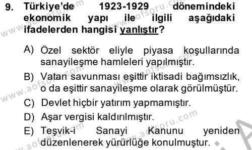 Türkiye Ekonomisi Dersi 2013 - 2014 Yılı (Vize) Ara Sınavı 9. Soru