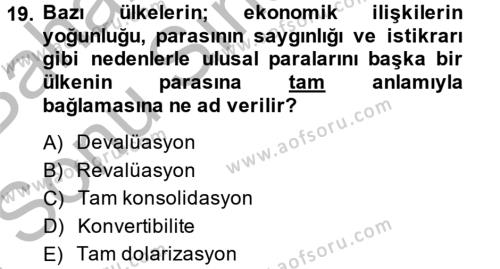 Türkiye Ekonomisi Dersi 2013 - 2014 Yılı (Final) Dönem Sonu Sınavı 19. Soru