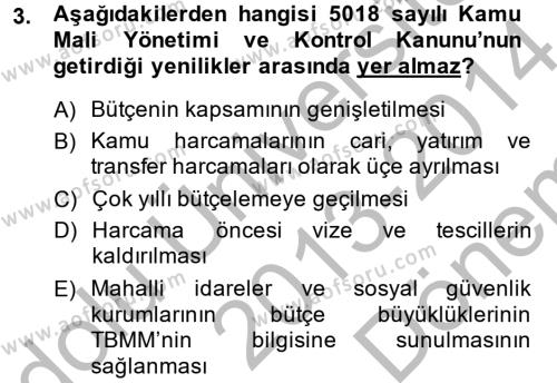 Türkiye Ekonomisi Dersi 2013 - 2014 Yılı (Final) Dönem Sonu Sınavı 3. Soru