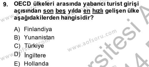 Türkiye Ekonomisi Dersi 2013 - 2014 Yılı (Final) Dönem Sonu Sınavı 9. Soru