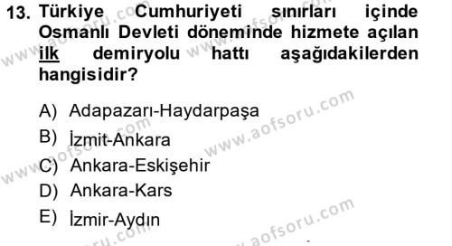 Türkiye Ekonomisi Dersi 2013 - 2014 Yılı Tek Ders Sınavı 13. Soru