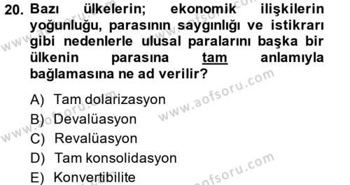 Türkiye Ekonomisi Dersi 2013 - 2014 Yılı Tek Ders Sınavı 20. Soru