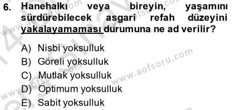 Türkiye Ekonomisi Dersi 2013 - 2014 Yılı Tek Ders Sınavı 6. Soru
