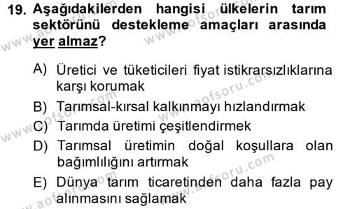Türkiye Ekonomisi Dersi 2014 - 2015 Yılı (Vize) Ara Sınavı 19. Soru
