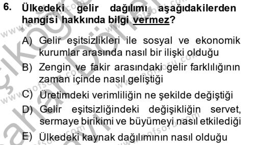 Türkiye Ekonomisi Dersi 2014 - 2015 Yılı (Vize) Ara Sınavı 6. Soru