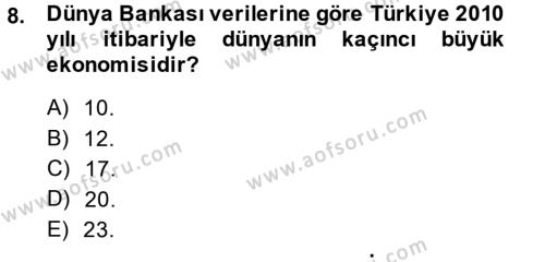 Türkiye Ekonomisi Dersi 2014 - 2015 Yılı (Vize) Ara Sınavı 8. Soru