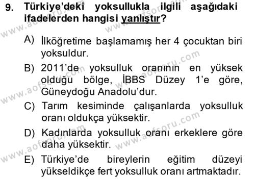 Türkiye Ekonomisi Dersi 2014 - 2015 Yılı (Vize) Ara Sınavı 9. Soru