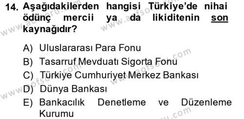 Türkiye Ekonomisi Dersi 2014 - 2015 Yılı (Final) Dönem Sonu Sınavı 14. Soru