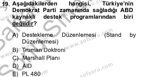 Türkiye Ekonomisi Dersi 2014 - 2015 Yılı (Final) Dönem Sonu Sınavı 19. Soru