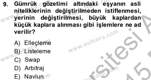 Türkiye Ekonomisi Dersi 2014 - 2015 Yılı (Final) Dönem Sonu Sınavı 9. Soru