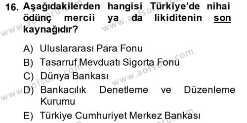 Türkiye Ekonomisi Dersi 2014 - 2015 Yılı Tek Ders Sınavı 16. Soru