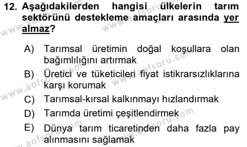 Türkiye Ekonomisi Dersi 2015 - 2016 Yılı (Vize) Ara Sınavı 12. Soru