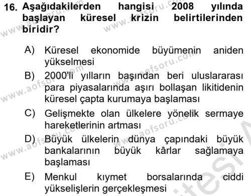 Türkiye Ekonomisi Dersi 2015 - 2016 Yılı (Final) Dönem Sonu Sınavı 16. Soru