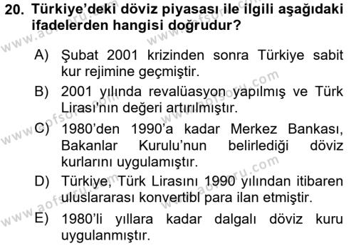 Türkiye Ekonomisi Dersi 2015 - 2016 Yılı (Final) Dönem Sonu Sınavı 20. Soru