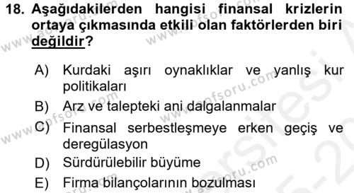Türkiye Ekonomisi Dersi 2015 - 2016 Yılı Tek Ders Sınavı 18. Soru