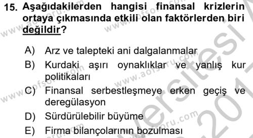 Türkiye Ekonomisi Dersi 2016 - 2017 Yılı 3 Ders Sınavı 15. Soru