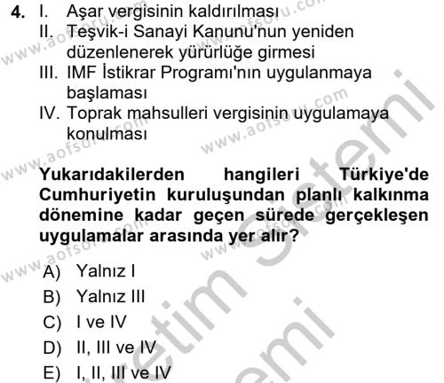 Türkiye Ekonomisi Dersi 2016 - 2017 Yılı (Vize) Ara Sınavı 4. Soru