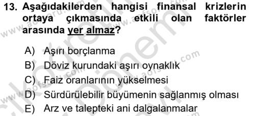 Türkiye Ekonomisi Dersi 2016 - 2017 Yılı (Final) Dönem Sonu Sınavı 13. Soru