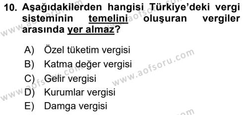 Türkiye Ekonomisi Dersi 2020 - 2021 Yılı Yaz Okulu Sınavı 10. Soru