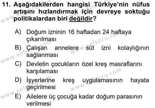 Türkiye Ekonomisi Dersi 2020 - 2021 Yılı Yaz Okulu Sınavı 11. Soru