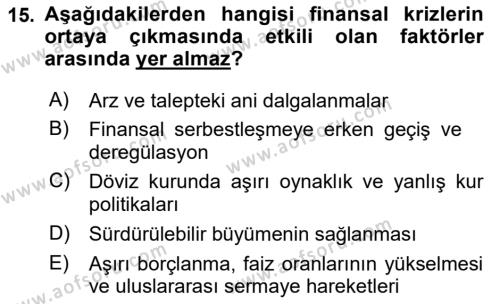 Türkiye Ekonomisi Dersi 2020 - 2021 Yılı Yaz Okulu Sınavı 15. Soru