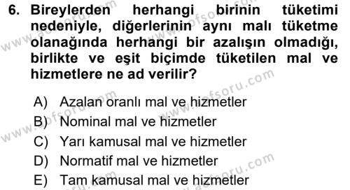 Türkiye Ekonomisi Dersi 2020 - 2021 Yılı Yaz Okulu Sınavı 6. Soru