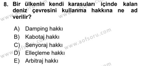 Türkiye Ekonomisi Dersi 2020 - 2021 Yılı Yaz Okulu Sınavı 8. Soru