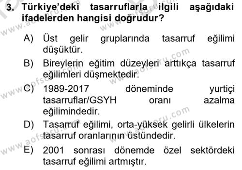 Türkiye Ekonomisi Dersi 2021 - 2022 Yılı (Vize) Ara Sınavı 3. Soru