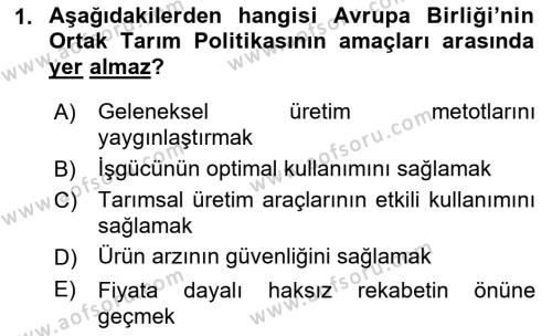 Türkiye Ekonomisi Dersi 2021 - 2022 Yılı (Final) Dönem Sonu Sınavı 1. Soru
