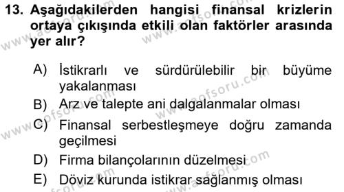 Türkiye Ekonomisi Dersi 2021 - 2022 Yılı (Final) Dönem Sonu Sınavı 13. Soru