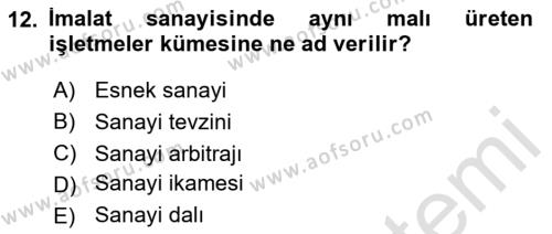 Türkiye Ekonomisi Dersi 2022 - 2023 Yılı (Final) Dönem Sonu Sınavı 12. Soru