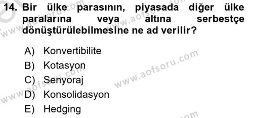 Türkiye Ekonomisi Dersi 2022 - 2023 Yılı (Final) Dönem Sonu Sınavı 14. Soru