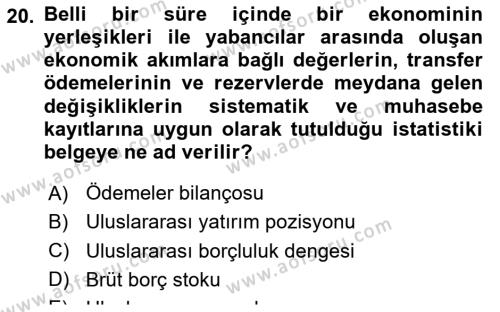 Türkiye Ekonomisi Dersi 2022 - 2023 Yılı (Final) Dönem Sonu Sınavı 20. Soru