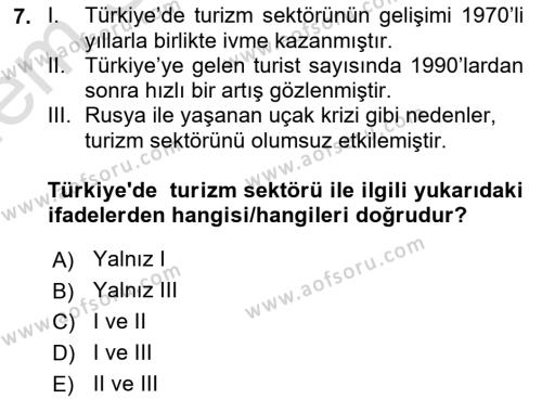 Türkiye Ekonomisi Dersi 2022 - 2023 Yılı (Final) Dönem Sonu Sınavı 7. Soru