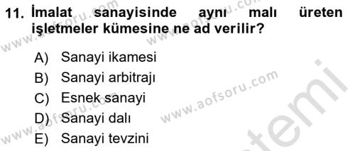 Türkiye Ekonomisi Dersi 2022 - 2023 Yılı Yaz Okulu Sınavı 11. Soru