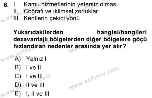 Türkiye Ekonomisi Dersi 2022 - 2023 Yılı Yaz Okulu Sınavı 6. Soru