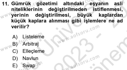 Türkiye Ekonomisi Dersi 2023 - 2024 Yılı (Final) Dönem Sonu Sınavı 11. Soru