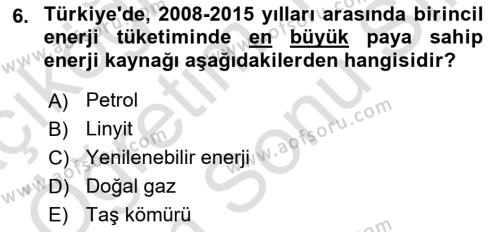 Türkiye Ekonomisi Dersi 2023 - 2024 Yılı (Final) Dönem Sonu Sınavı 6. Soru