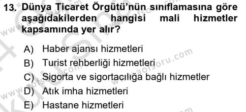 Türkiye Ekonomisi Dersi 2023 - 2024 Yılı Yaz Okulu Sınavı 13. Soru