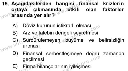 Türkiye Ekonomisi Dersi 2023 - 2024 Yılı Yaz Okulu Sınavı 15. Soru