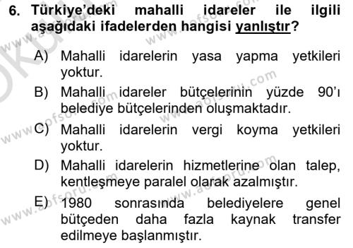 Türkiye Ekonomisi Dersi 2023 - 2024 Yılı Yaz Okulu Sınavı 6. Soru