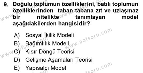 İktisadi Kalkınma Dersi 2022 - 2023 Yılı (Vize) Ara Sınavı 9. Soru